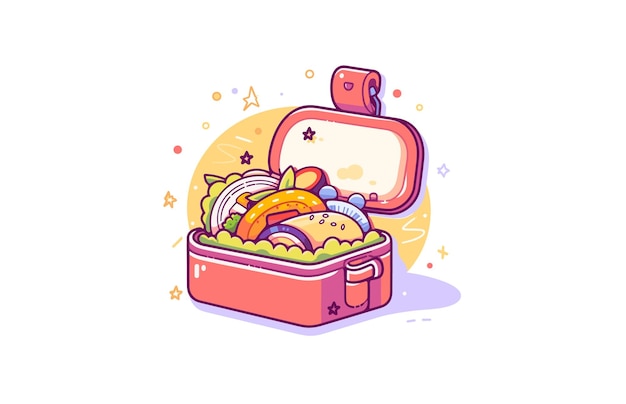 Colorful Lunchbox Flat illustration Back to school Lunchbox vector