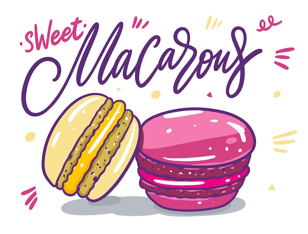 Colorful macarons set collection illustration