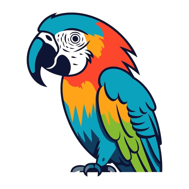 Vector colorful macaw parrot isolated on white background vector illustration