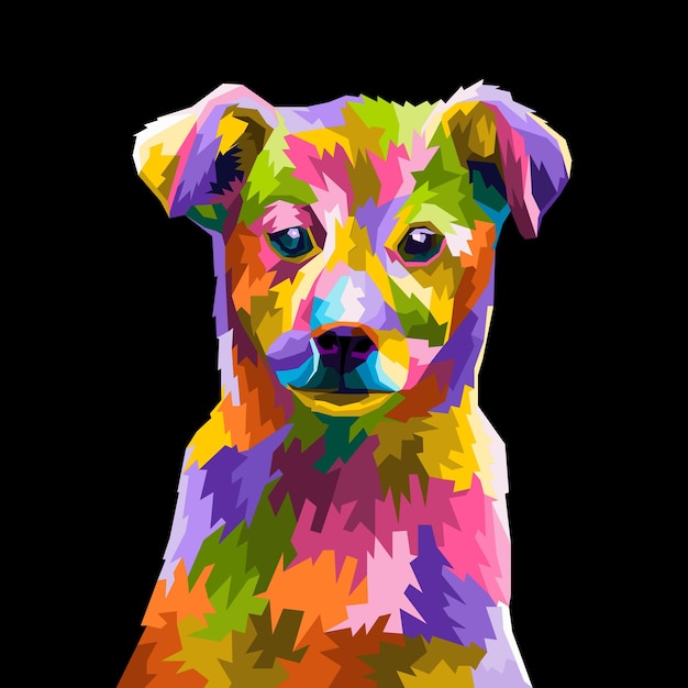 Colorful maltese dog head with cool isolated pop art style