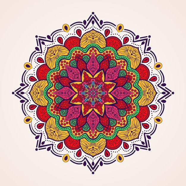 Sfondo colorato mandala con un bel design decorativo e motivo orientale