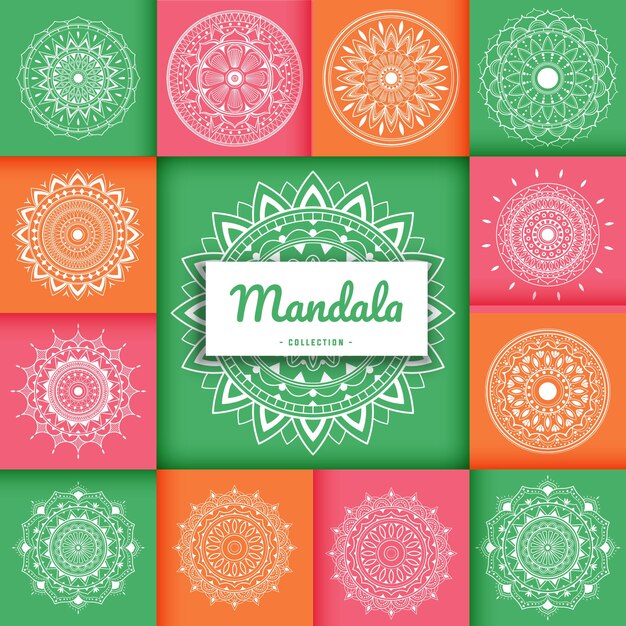 Vector colorful mandala collection seamless pattern