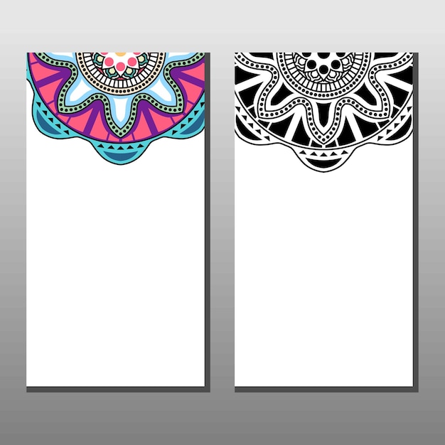 Design mandala colorato per banner di sfondo