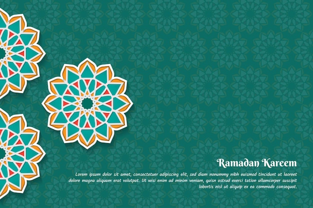 Colorful mandala design in green pattern background for ramadan kareem template design