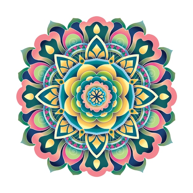 Colorato mandala design, stampa carta da parati