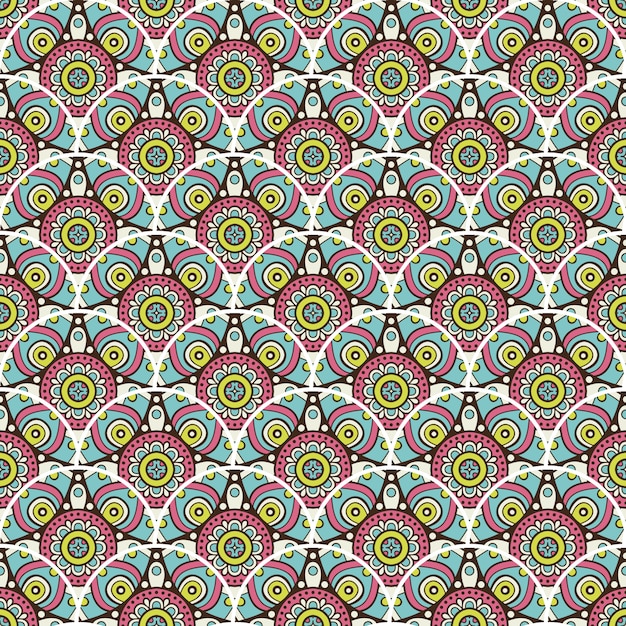 Illustrazione senza cuciture del modello della mandala variopinta