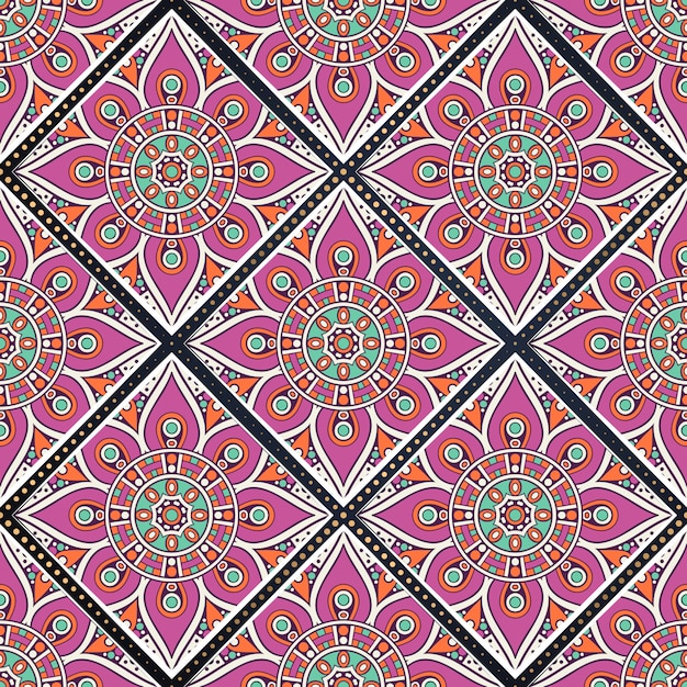 Vector colorful mandala seamless pattern