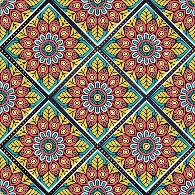 Colorful mandala seamless pattern