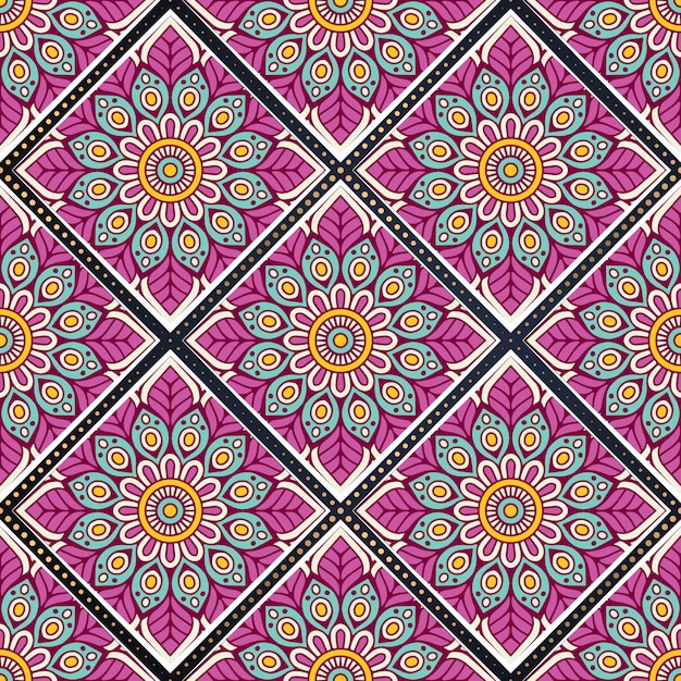 Vector colorful mandala seamless pattern