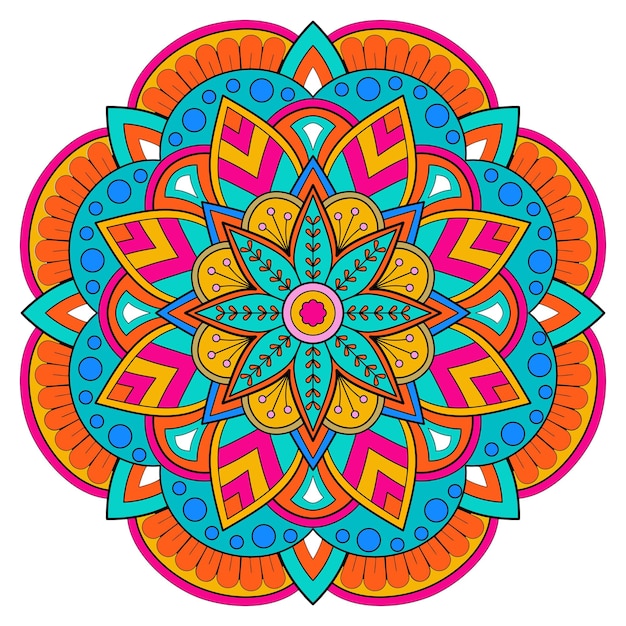 Colorful mandala with decorative floral ornament