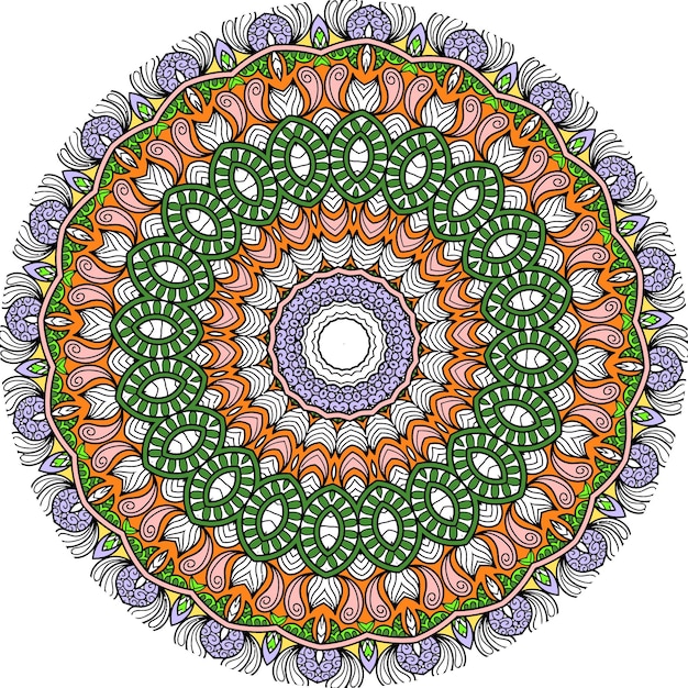 꽃 장식으로 다채로운 만다라입니다. 특이한 꽃 모양. 오리엔탈., 안티 스트레스 테라피 패턴