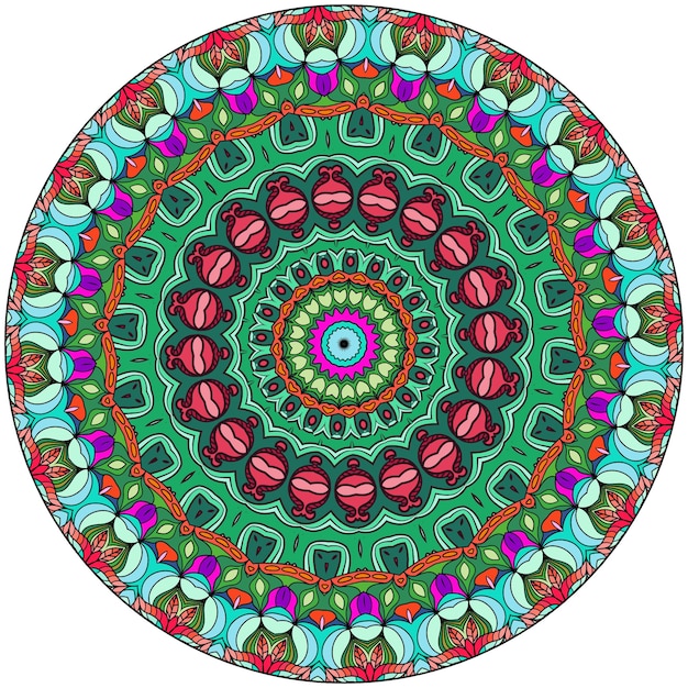 Colorful mandala with floral ornament on a white background decorative isolated motif for design