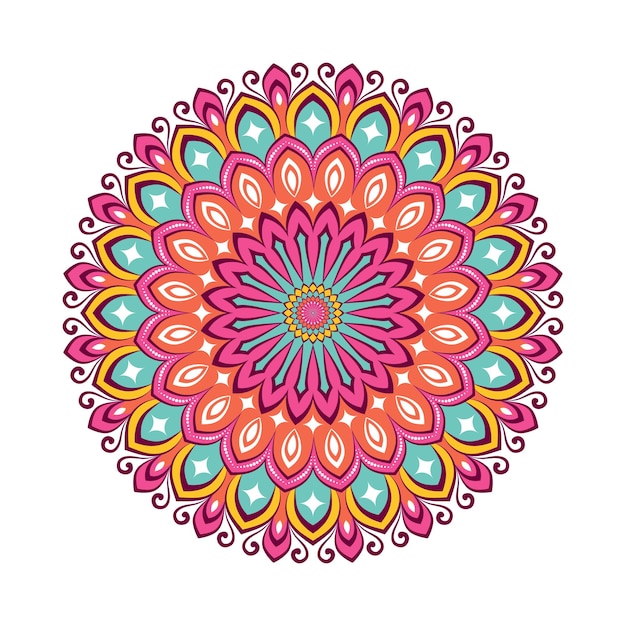 Colorful mandala with floral ornament