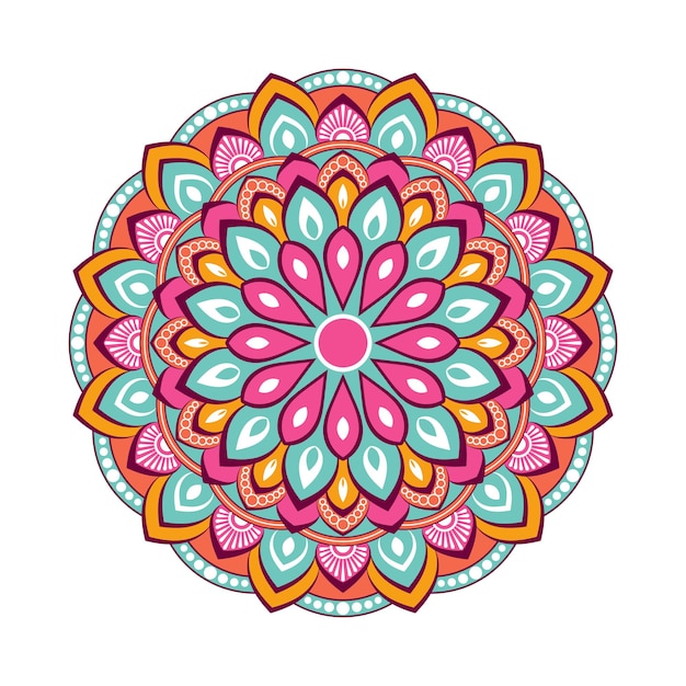 Colorful mandala with floral ornament