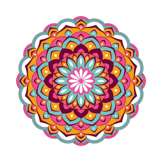 Colorful mandala with floral ornament