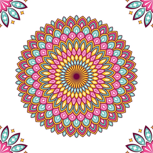 Colorful mandala with floral ornament