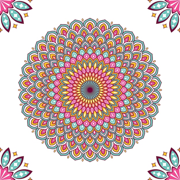 Mandala colorato con ornamento floreale