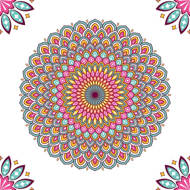 Colorful mandala with floral ornament