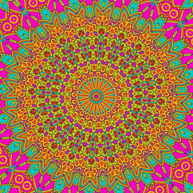 Un mandala colorato con motivi floreali