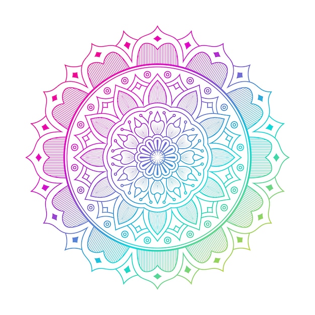 Colorful mandala with floral patterns Yoga template