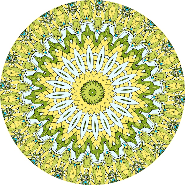 Colorful Mandala With Floral Shapes. Weave Design Elements.