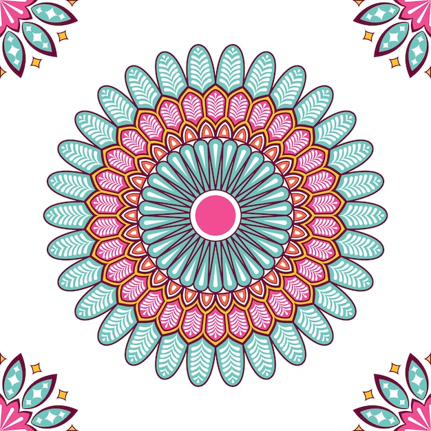 Colorful mandala with floral shapes