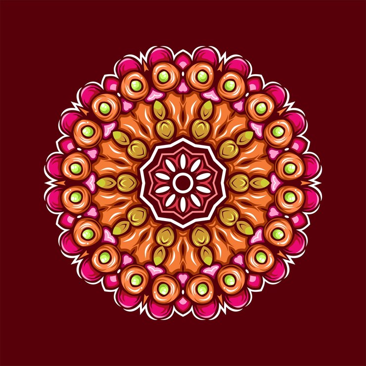 Vector a colorful mandala with a pattern of flowers.