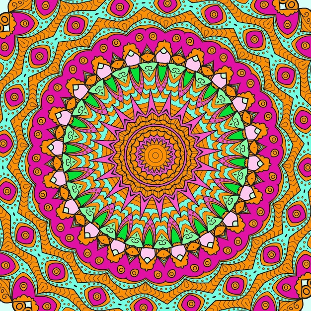 A colorful mandala with a pattern of hearts background