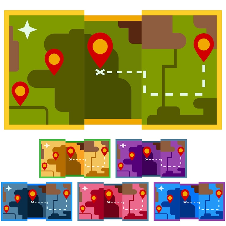 Vector colorful map of the world treasure journey 
