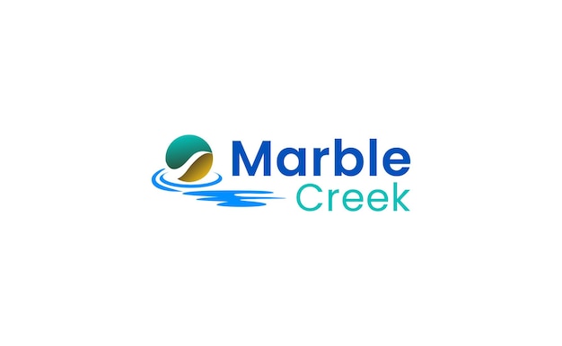 Вектор Цветной логотип мраморного ручья, текущая вода озера