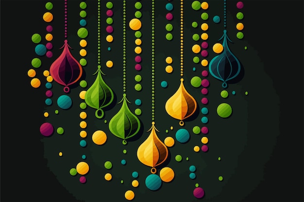 Colorful Mardi gras beads background, illustration