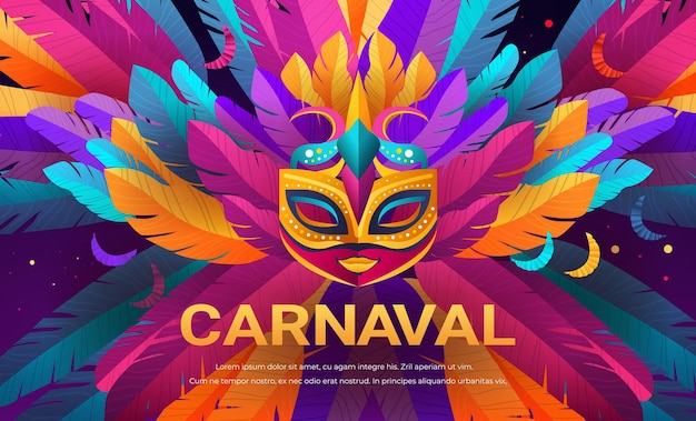Vector colorful masks brazilian festival holiday celebration greeting invitation postcard culture and tradition carnival party concept
