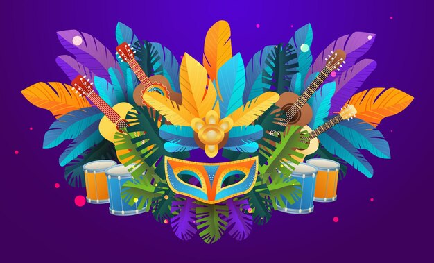 colorful masks brazilian festival holiday celebration greeting invitation postcard culture and tradition carnival party concept