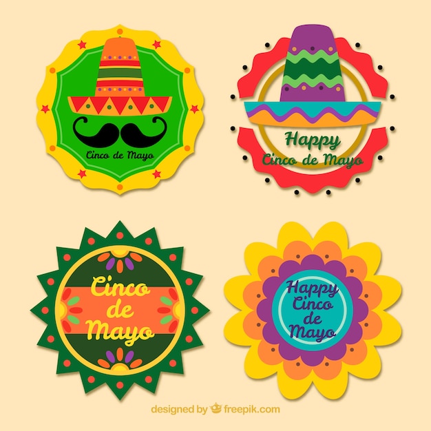 Colorful may five mexican badges