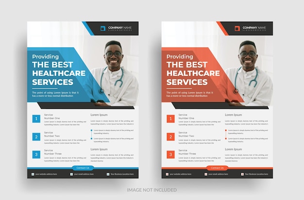 ベクトル カラフルな医療医療サービスのチラシや病院の販促用パンフレットのデザイン テンプレート