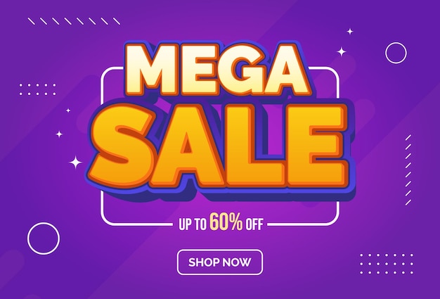 Vector colorful mega sale with purple background design vector