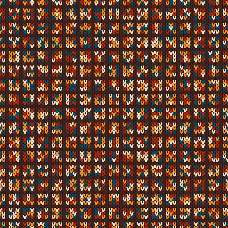 Vector colorful melange wool knitting pattern. close up. seamless background