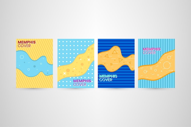 Colorato concetto di raccolta di copertine di memphis vettore gratuito. adatto al tuo libro