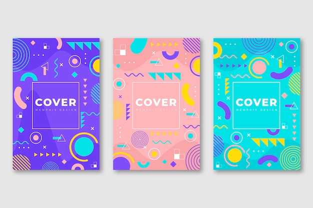 Collezione di copertine colorate di design di memphis