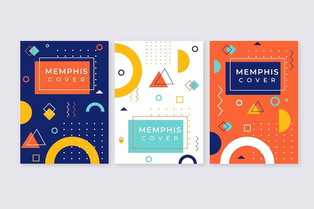 Colorful memphis design cover set