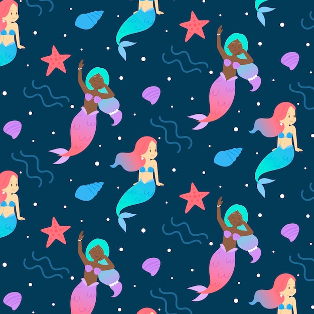 Colorful mermaid pattern