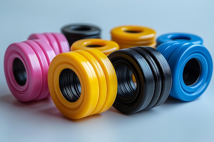 Vector colorful metal rings showcase intricate design