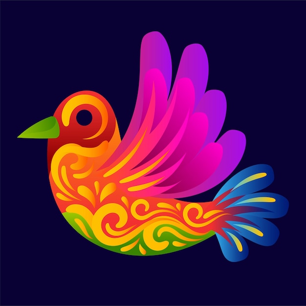 Colorful mexican bird Traditional Mexican Dia de los muertos Element vector illustration