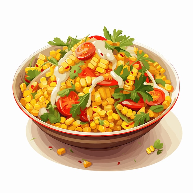 Vector colorful mexican corn salad with creamy dressing vector illustration