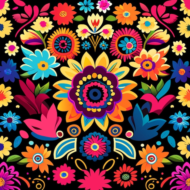 Vector colorful mexican embroidery background