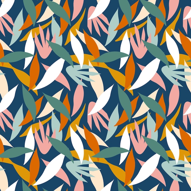 Colorful minimal shapes abstract leaves seamless pattern background for paper fabric wallpaper