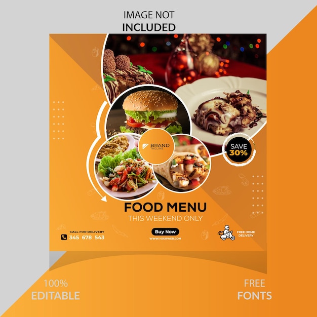 Colorful minimal yellow food banner for social media post