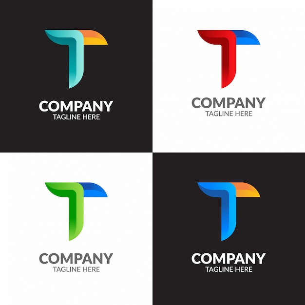 Colorful Minimalist Letter T Logo Design