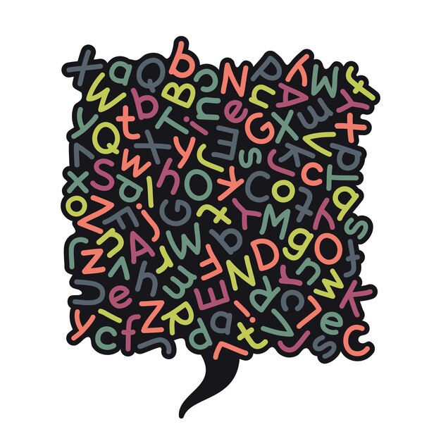 Vector colorful mixed alphabet speech bubble