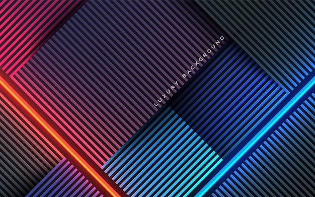 Sfondo astratto colorato moderno dimensione diagonale con luce al neon arancione e blu